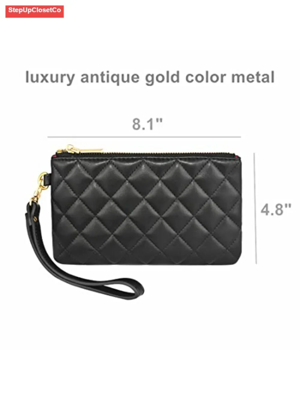 Genuine Leather Zip Wristlet Pouch Clutch with Card Slots Phone Wallet
